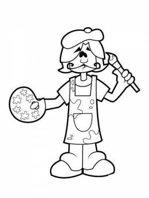 Раскраска Художник  картинку онлайн