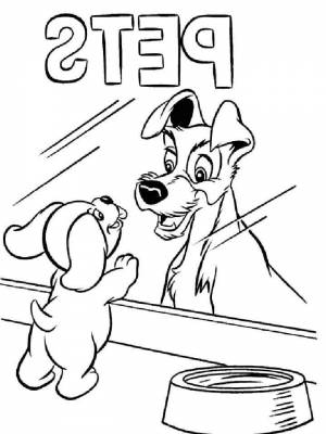 Картинка Леди и Бродяга раскраска для детей