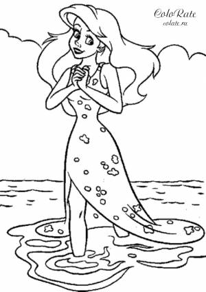 Раскраска Русалочка выходит на сушу