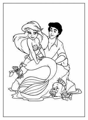 Раскраски Ариэль и Принц Эрик