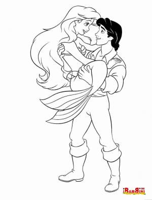 Раскраски Ариэль и Принц Эрик