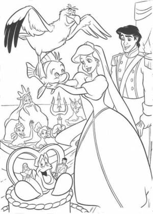 Раскраски Ариэль и принц Эрик