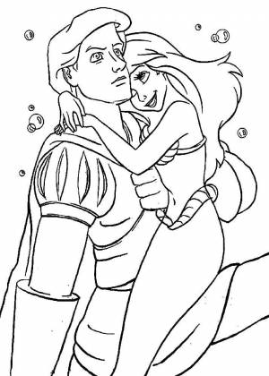 Раскраски Раскраска Русалка ариэль и принц эрик русалочка ариэль