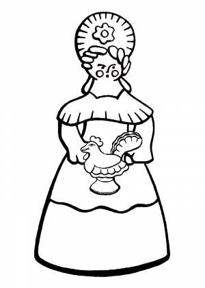 Раскраска дымковская барышня