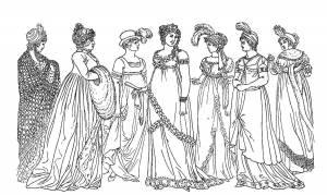 Раскраски узорчатом, Раскраска Барышня в узорчатом платеь Платья