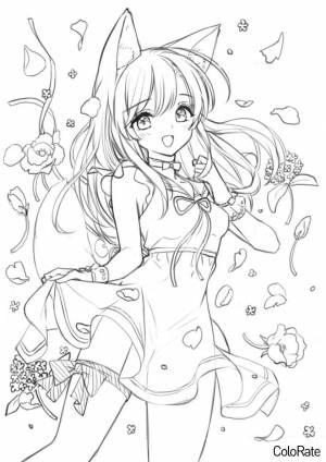 Раскраска Танцующая девушка с ушками