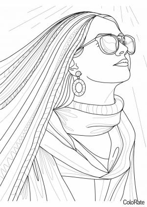 Раскраска Девушка в очках