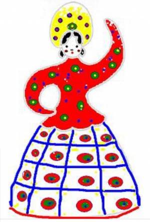 Дымковская барышня рисунок