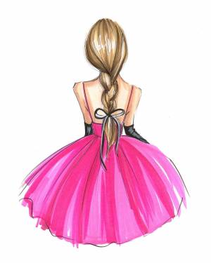 Девушка в платье рисунок