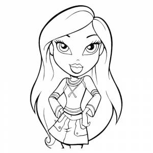 Раскраска Bratz в новой юбке