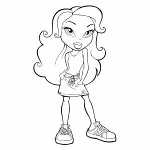 Раскраска Bratz в юбке и кедах