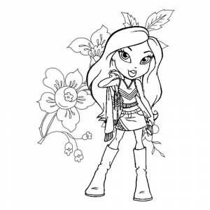 Раскраска Bratz на цветочной аллее