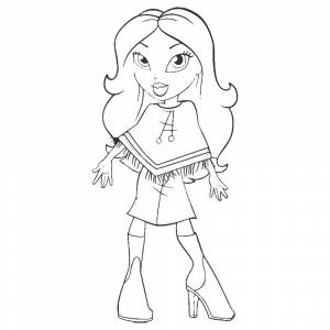 Раскраска Братц в пончо