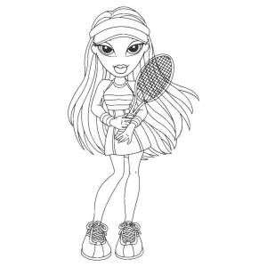 Раскраска Братц играет в тенис