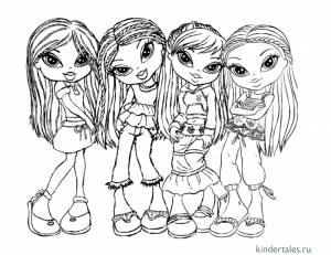 Братц Кидз вместе» раскраска для детей