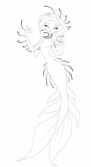 Морская Сирена раскраска