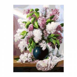 Раскраска по номерам Пушистая сирень картина 30х40 см на холсте Белоснежка