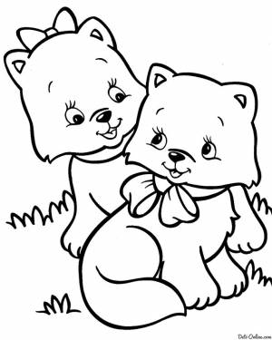 Раскраска Два милых котенка