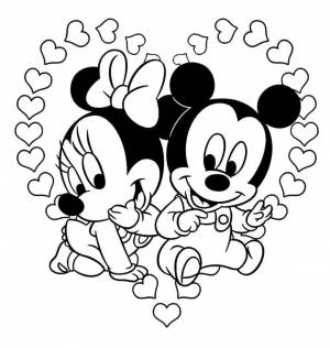 Раскраска «Микки и Минни Маус 14 февраля»