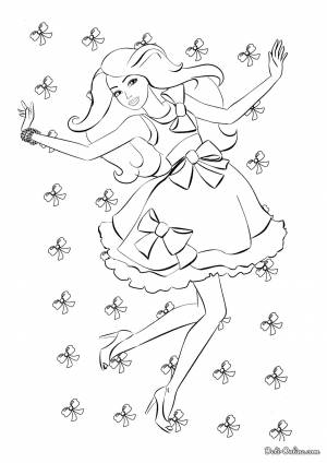 Раскраска Барби и банты