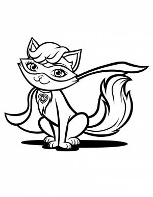 Раскраска Барби Супер Принцесса, кошка в плаще