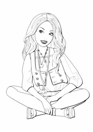 Раскраска Заинтересованная барби
