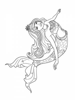 Раскраска Барби Русалка  в формате  для девочек