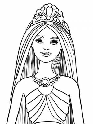 Картинка Барби Принцесса раскраска на листе