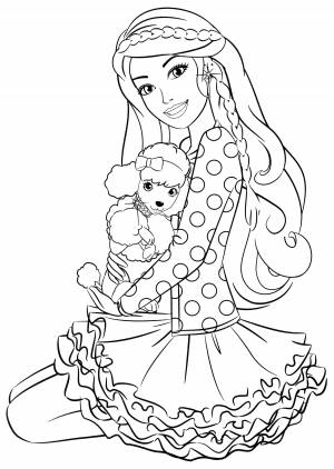 Раскраска Барби с собачкой