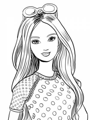 Картинка Барби  раскраску для девочек