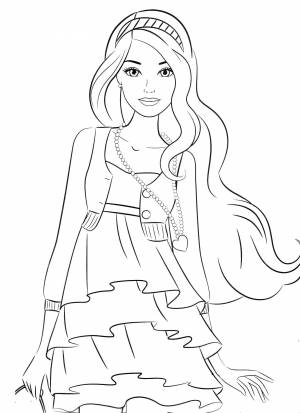 Раскраски Раскраска Барби в красивом платье Барби Диснеевские мультфильмы