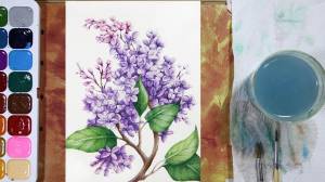 Как нарисовать СИРЕНЬ акварелью для начинающих