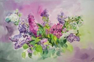 Как рисовать сирень акварелью поэтапно