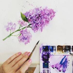 Сирень рисунок красками