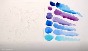 Сирень акварелью