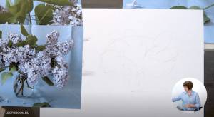 Сирень акварелью