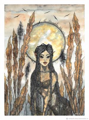 Картина акварелью Сирена