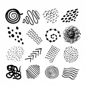Набор графических фигур и завихрений для украшения рисунок в стиле каракулей векторная иллюстрация изола