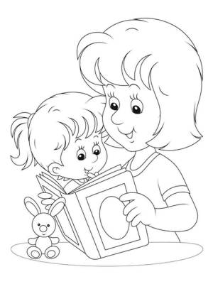 Раскраска Мама и дочка