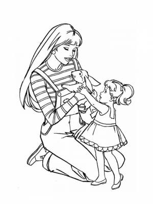 Раскраска Мама и дочка   в формате