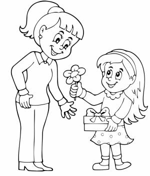 Раскраска мама с дочкой