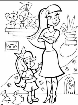 Раскраска Мама и дочка   в формате
