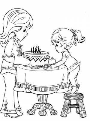 Раскраска Мама и дочка   в формате