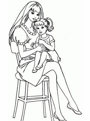 Раскраска Мама и дочка
