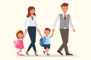 Мама, папа и дети вместе