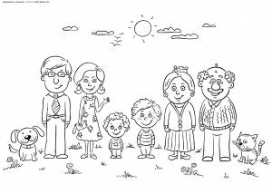 Раскраска Семья 6 человек
