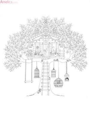 раскраски взрослые волшебный сад, зачарованный лесAmelica