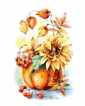 Осенний букет цветов рисунок красками