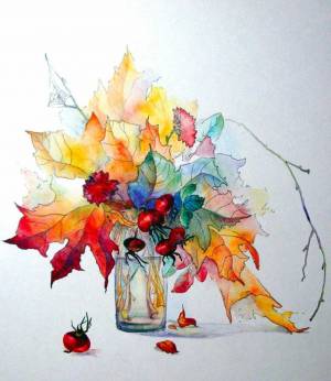 Осенний букет цветов рисунок гуашью