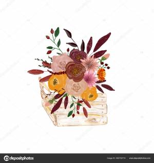 Осенний букет цветов с корзиной